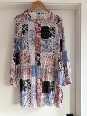 Wilfred Daydreamer Mini Pleated Patchwork Print Dress M